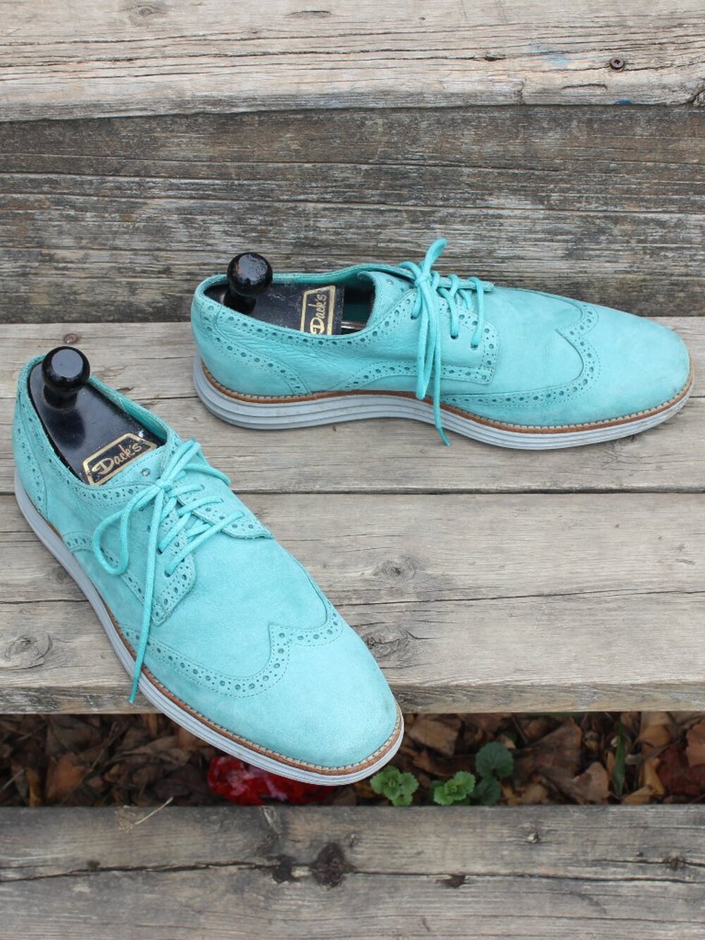 Cole Haan Lunar Grand Seafoam Suede Wingtips, Men's 11.5 M, EUC
